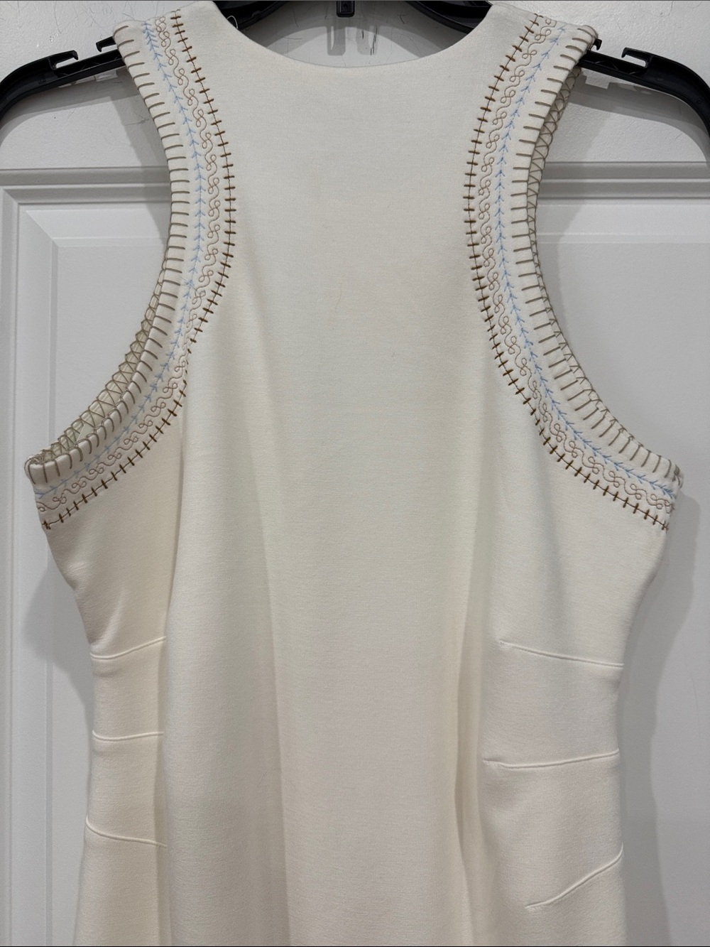 ALLSAINTS Mako Embroidered Crochet Trim Midi Dress Ivory White Sleeveless Midi - Picture 6 of 8